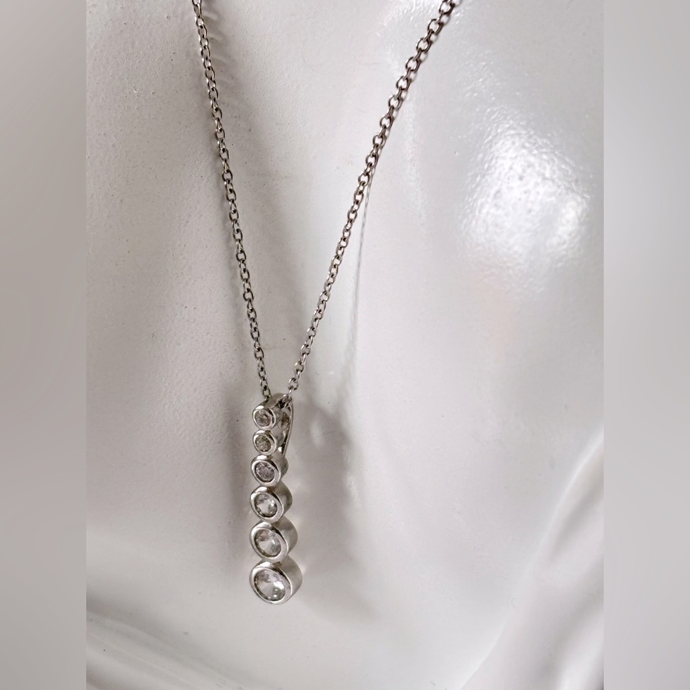 Sterling Silver 925 Graduated 5 CZ Necklace
